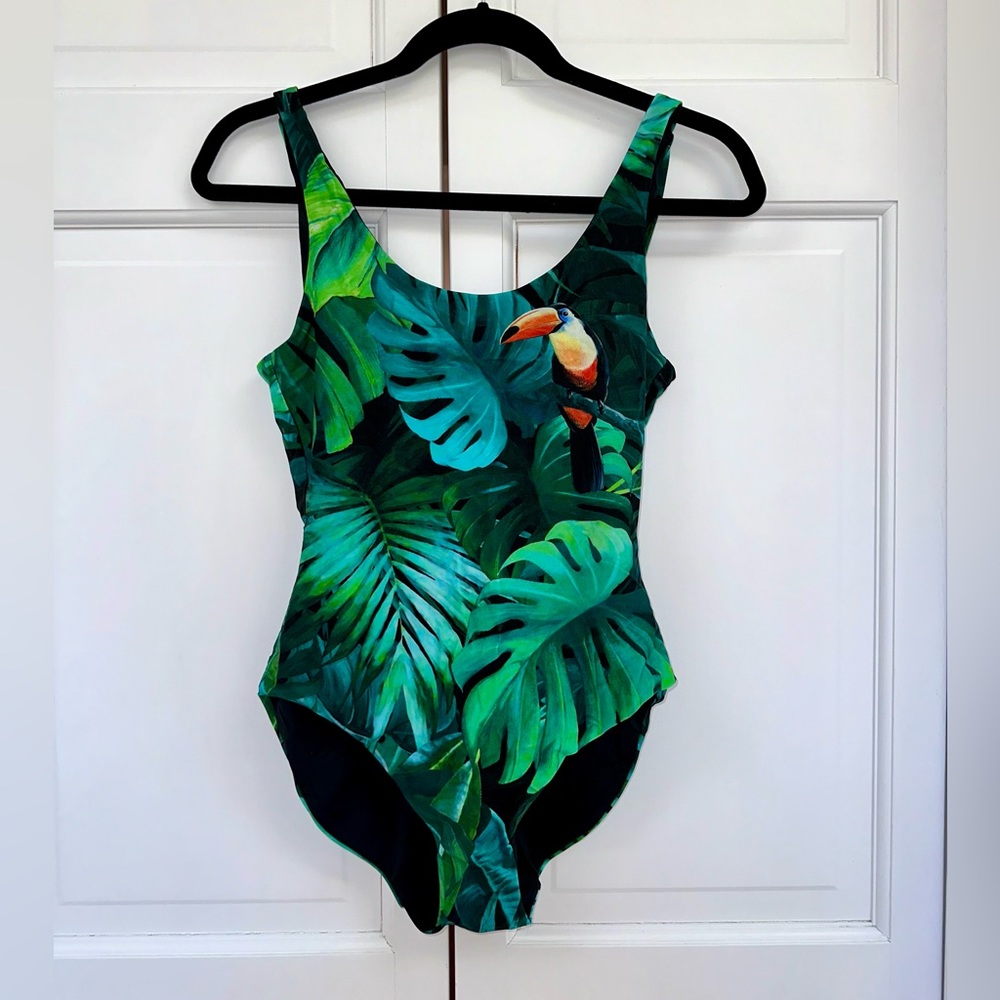 Onia Green Toucan One Piece Swimsuit